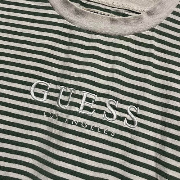 Guess Green Striped T-Shirt - (XS) - Picture 3 of 4